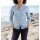 Jeansbluse m. Stehkragen, blue-bleached