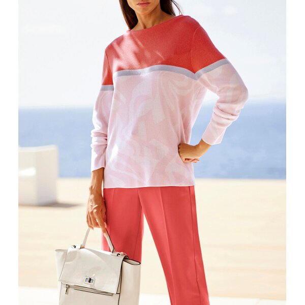 Jacquardpullover m. Kelchkragen, grapefruit-flieder