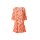Druckkleid m. Volants, orange-ecru