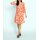 Druckkleid m. Volants, orange-ecru