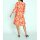 Druckkleid m. Volants, orange-ecru