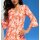 Druckkleid m. Volants, orange-ecru