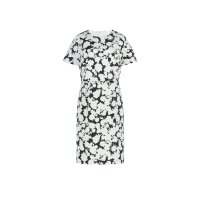 Etui-Stretchkleid, ecru-schwarz-bedruckt