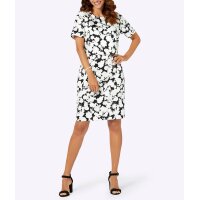Etui-Stretchkleid, ecru-schwarz-bedruckt