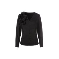 Langarm-Bluse mit Blüten-Applikation, schwarz