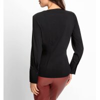 Langarm-Bluse mit Blüten-Applikation, schwarz