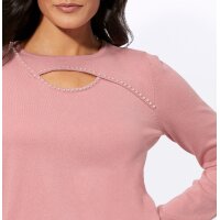 Pullover m. Cut-out und Zierperlen, rosenquarz