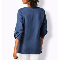 Leinenbluse im Tunika-Stil, jeansblau