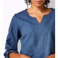 Leinenbluse im Tunika-Stil, jeansblau