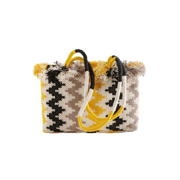 Bag with Raw Edges, Woven Look, multicolour