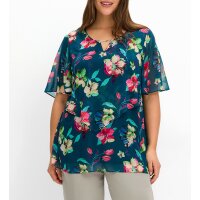 Chiffon-Tunika, dunkelpetrol-gemustert