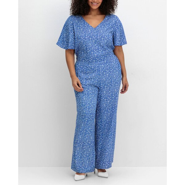 Jumpsuit mit Millefleurs-Print, blau gemustert
