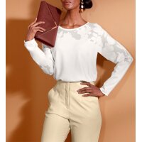 Pullover m. Ausbrenner-Muster, ecru