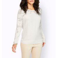 Pullover m. Ausbrenner-Muster, ecru