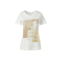 Shirt with Lettering and Decorative Stones, ecru-beige