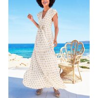 Jerseykleid, ecru-camel-bedruckt