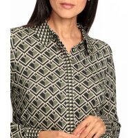 Jersey blouse, khaki-graphite-printed