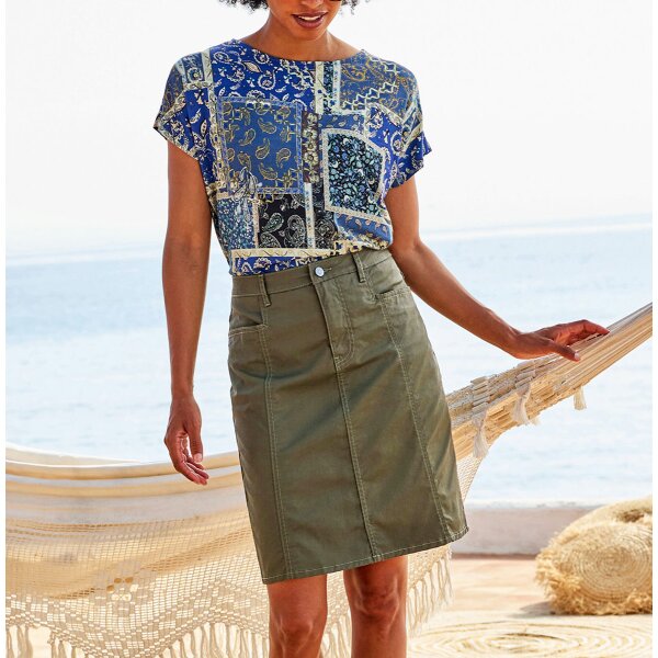 Shirt in patch look, denim blue-green-printed