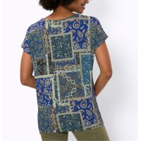 Shirt in patch look, denim blue-green-printed