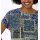 Shirt in patch look, denim blue-green-printed
