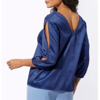 Schlupf-Bluse m.Schlitzen und Spitze, royalblau