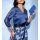 Schlupf-Bluse m.Schlitzen und Spitze, royalblau