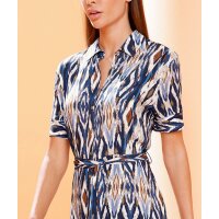 Druckkleid m. Ethno-Print, royalblau-cognac