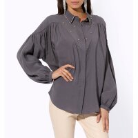 Oversized-Bluse m. Glitzersteinchen, anthrazit