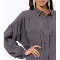 Oversized-Bluse m. Glitzersteinchen, anthrazit