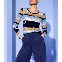 Pullover m. Glitzersteinchen, marine-ecru