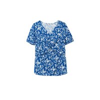 Tunic with Batwing Sleeves, cobalt-patterned