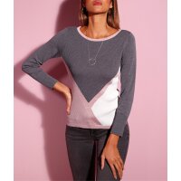 Pullover m. Glanzgarnstreifen, anthrazit-hortensie