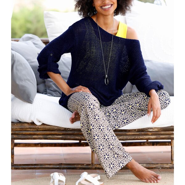 2-in-1-Pullover mit Jersey-Top, marine-limone