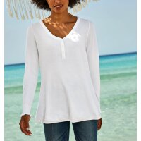 Longpullover m. Rüschen, ecru