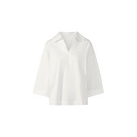 Oversized blouse with shirt collar, white