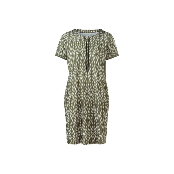 Jerseykleid mit Nahttaschen, khaki-ecru-bedruckt