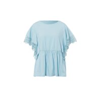 Fledermausshirt m. Crochet-Spitze, hellblau