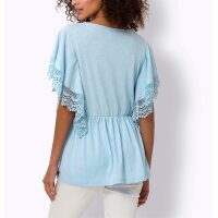 Fledermausshirt m. Crochet-Spitze, hellblau