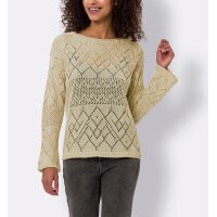Ajourpullover mit Glanzgarn, sand