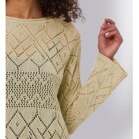 Ajourpullover mit Glanzgarn, sand