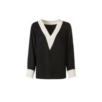 Bluse m. Kontrast-Blenden, schwarz-ecru