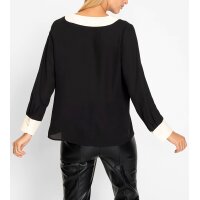 Bluse m. Kontrast-Blenden, schwarz-ecru