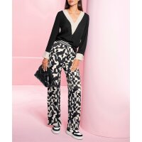 Bluse m. Kontrast-Blenden, schwarz-ecru