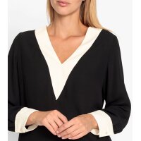 Bluse m. Kontrast-Blenden, schwarz-ecru