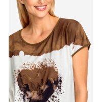 Druckshirt m. Herz-Motiv, braun-ecru
