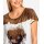 Druckshirt m. Herz-Motiv, braun-ecru