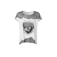 Printed shirt with heart motif, grey-ecru