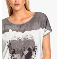 Printed shirt with heart motif, grey-ecru