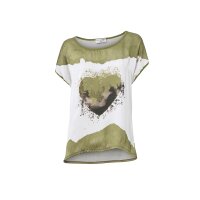 Druckshirt m. Herz-Motiv, oliv-ecru