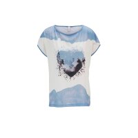 Druckshirt m. Herz-Motiv, blau-ecru